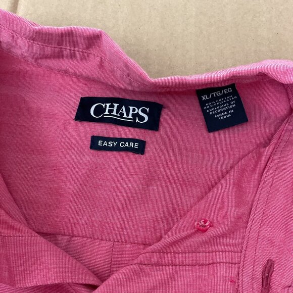 Chaps Mens Long Sleeve Button-Down Shirt XL Pink Easy Care Cotton Blend - Picture 4 of 8